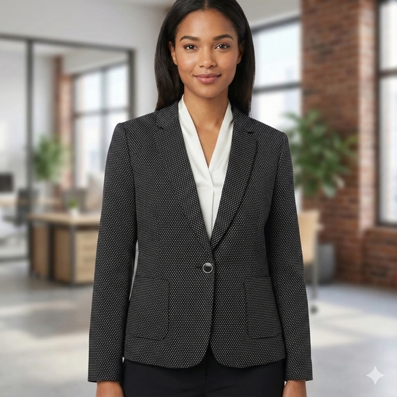 Kasper Jackets & Blazers - Kasper Black White Polka Dot One-Button Blazer Jacket Womens Size 16 Career Work